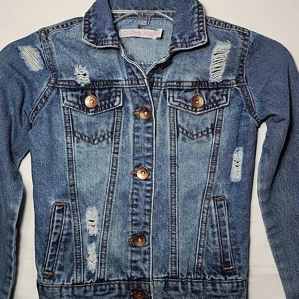 Ci Sono Kids Distressed Denim Jacket blue Size‎ XS/7